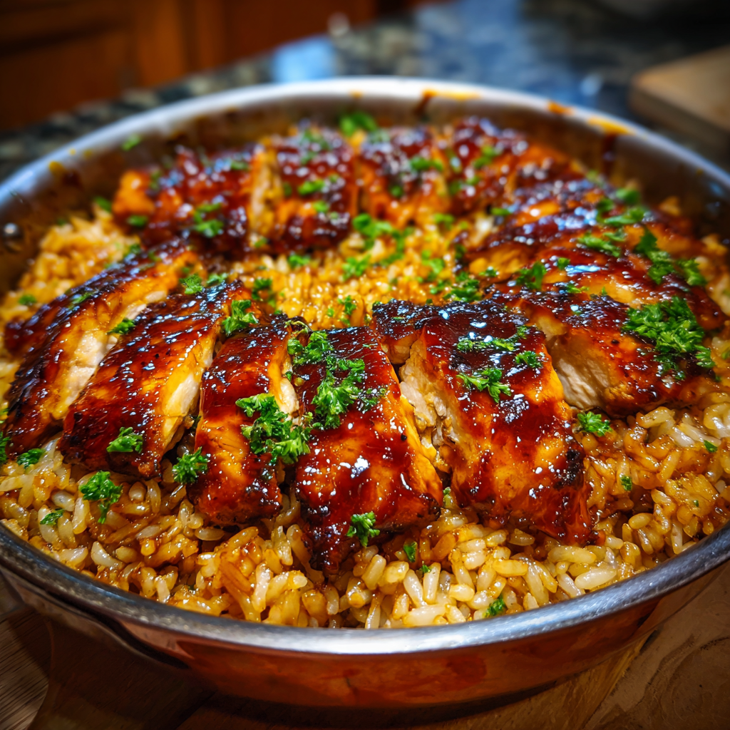 One Pan Bold Honey BBQ chicken Rice
