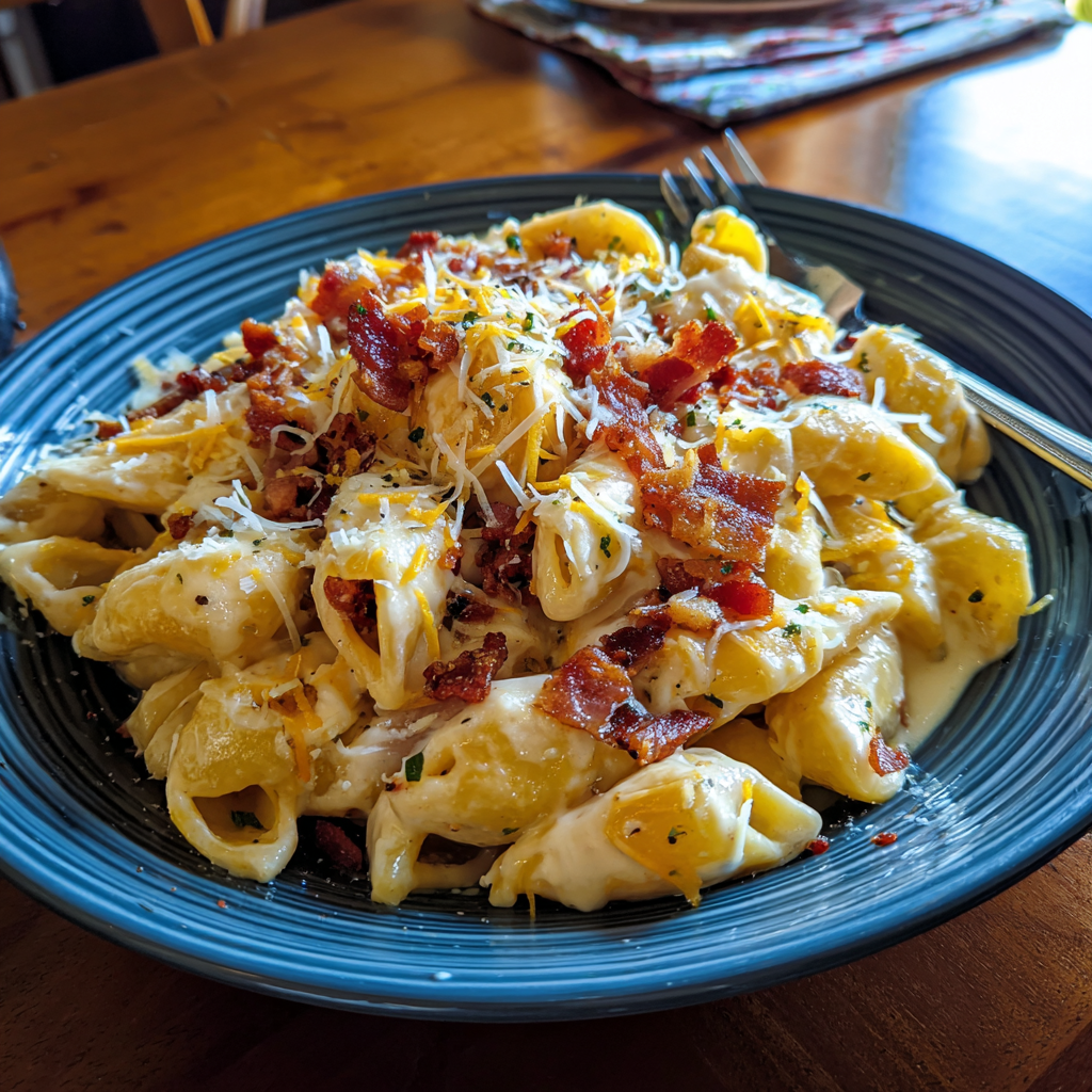 Loaded Bacon Cheeseburger Alfredo Pasta