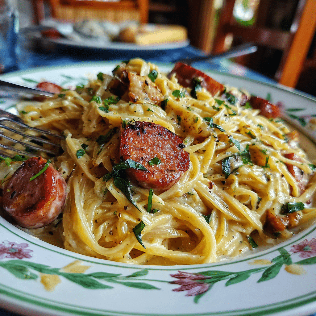 Cajun Smoked Sausage Alfredo Pasta Delight Recipe
