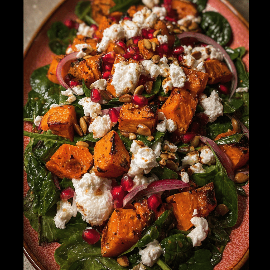 Roasted Sweet Potato Goat Cheese Salad