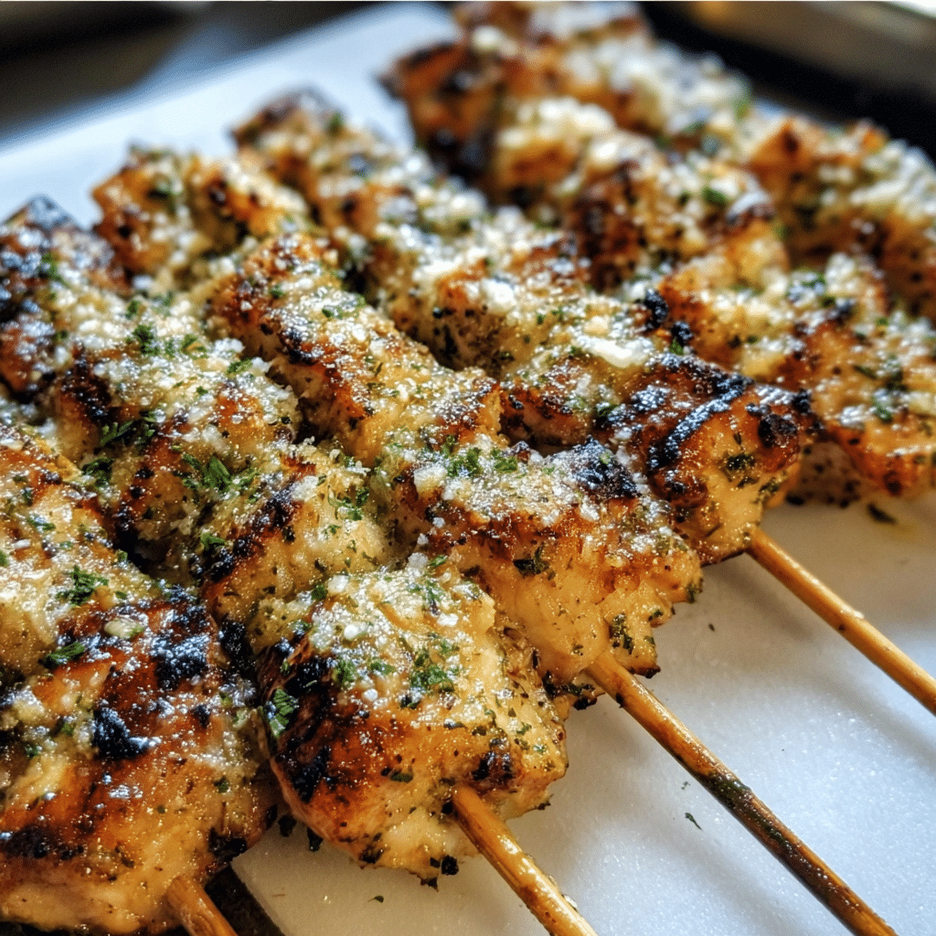 Grilled Ranch Garlic Parmesan Chicken Skewers
