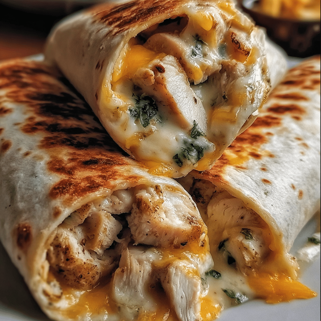 Cheesy Garlic Chicken Wraps