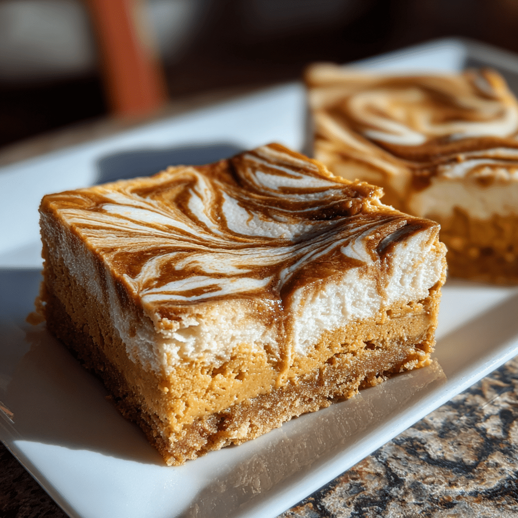 Swirled Pumpkin Cheesecake Bars