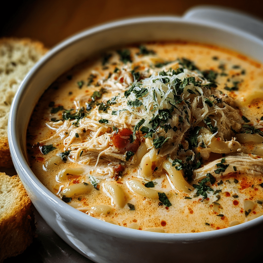 Crock Pot Creamy Chicken Parmesan Soup