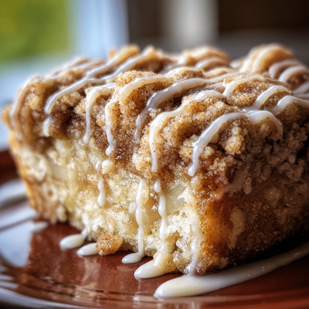 Apple Crumb Cake Topped with Cinnamon Apple Drizzle