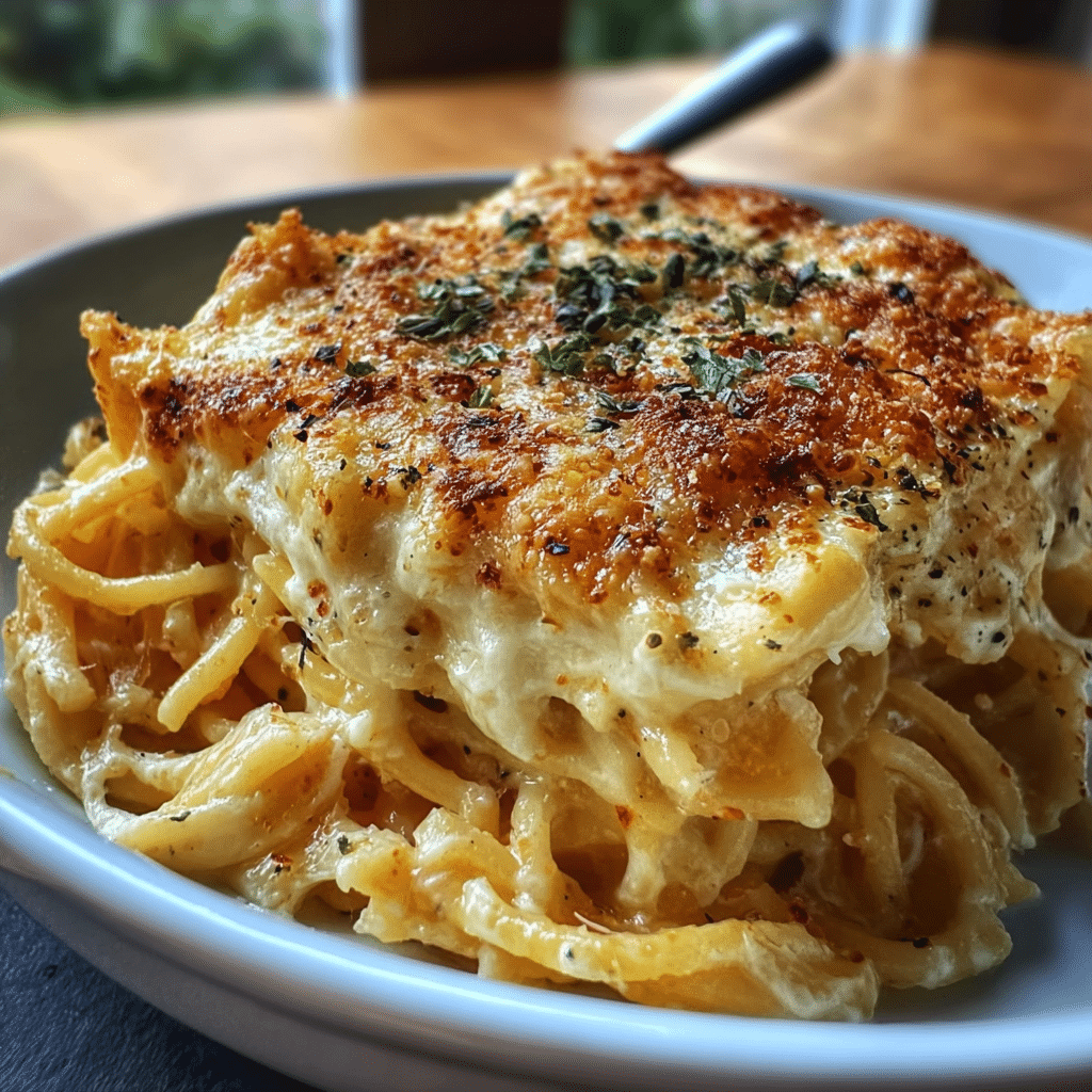 Creamy Garlic Parmesan Pasta Bake