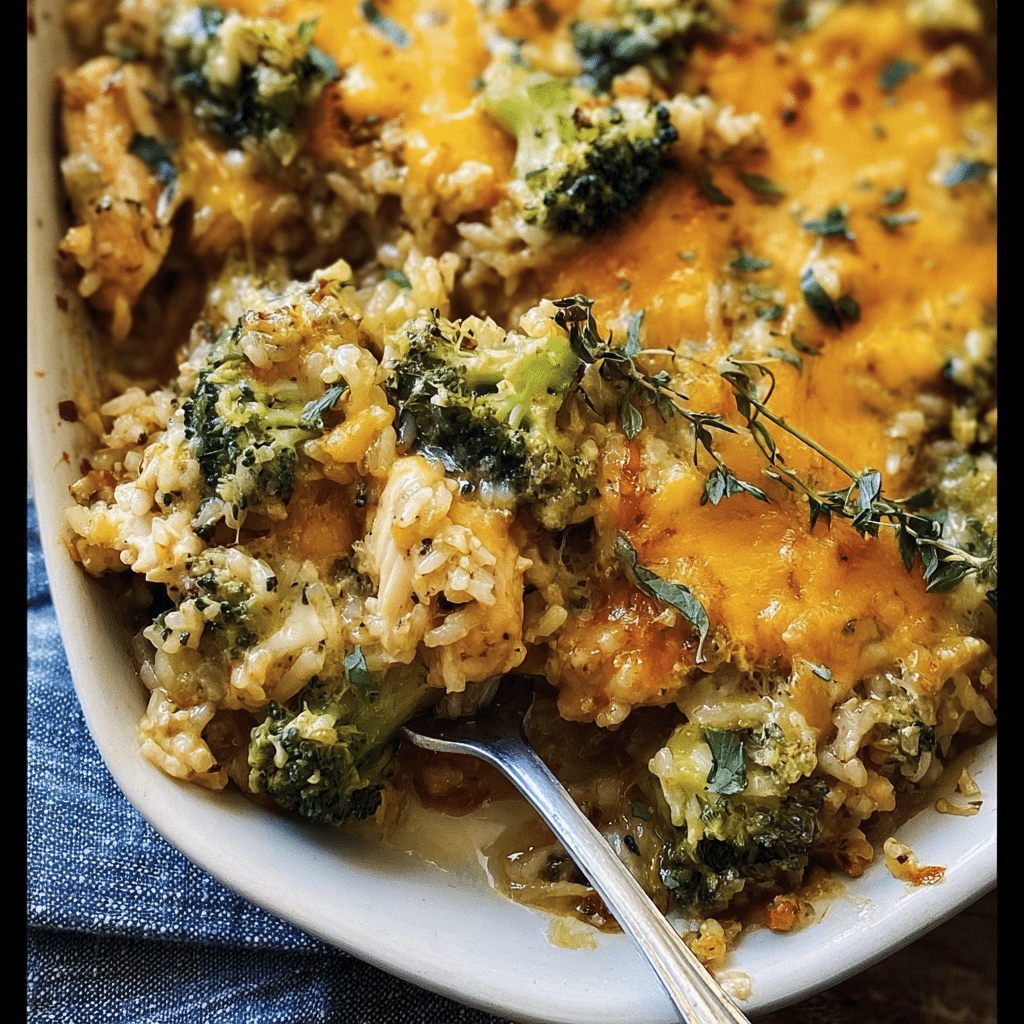 Broccoli Cheddar Chicken and Rice Casserole