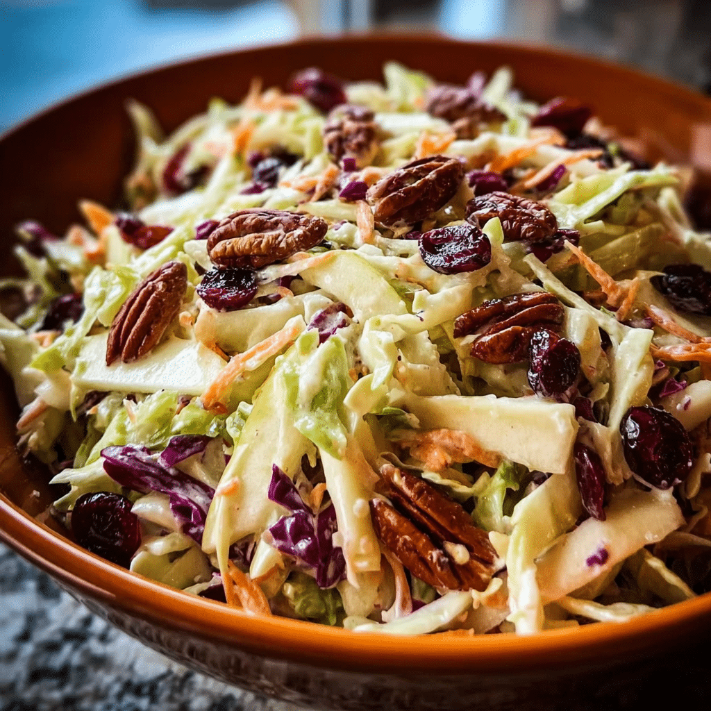 Easy Apple Coleslaw with Cranberries & Pecans