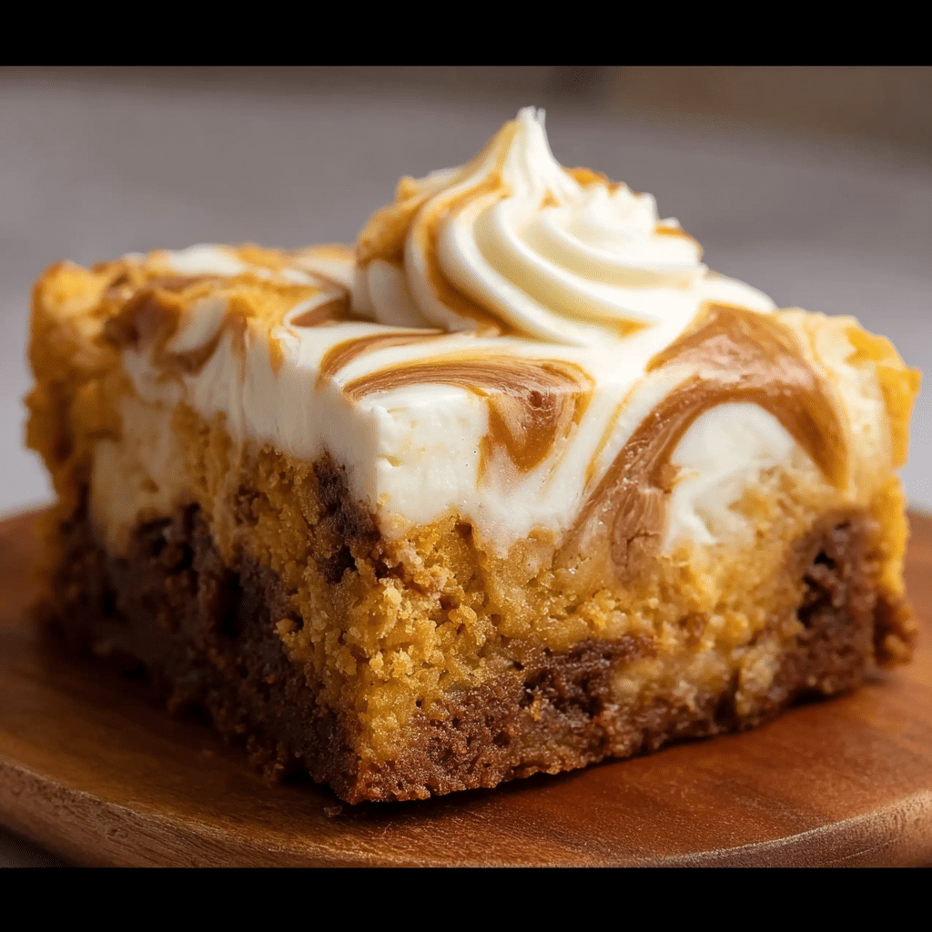 Pumpkin Earthquake Cake with Creamy Swirls