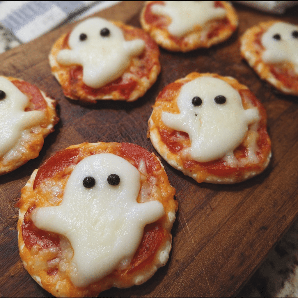 Adorable Mini Ghost Pizzas