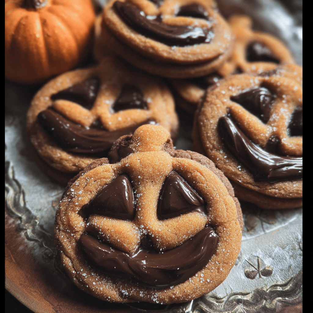 Milk Chocolate Stuffed Jack-O-Lantern Cookies