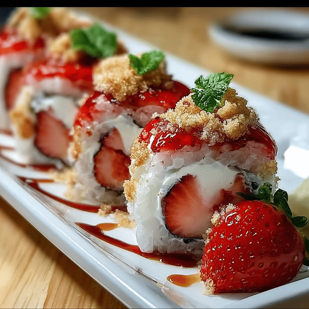 Strawberry Shortcake Sushi Rolls