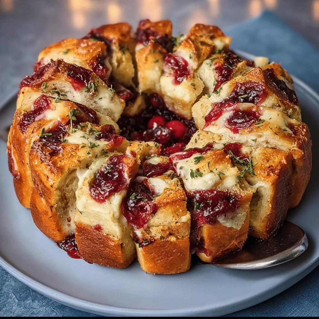 Cranberry and Brie Holiday Pull-Apart Bread