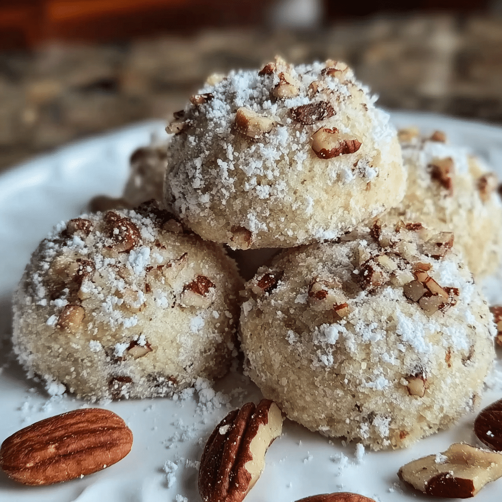 Buttery Pecan Snowball cookies
