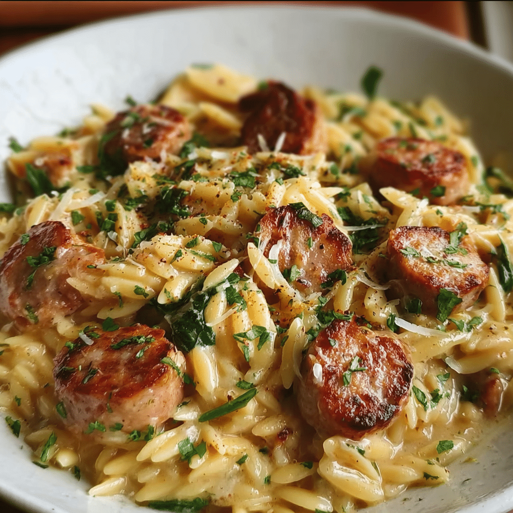 Creamy Chicken Sausage Orzo