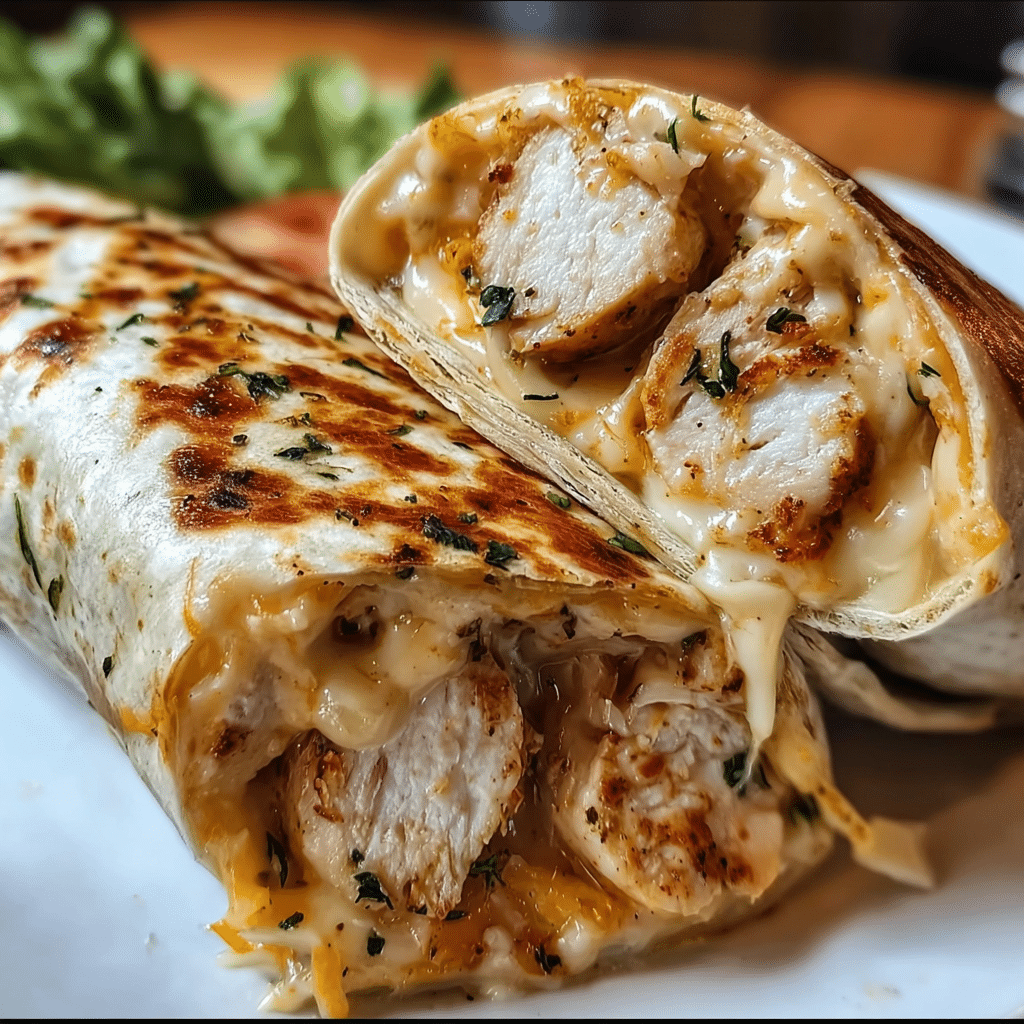Cheesy Garlic Chicken Wraps Recipe