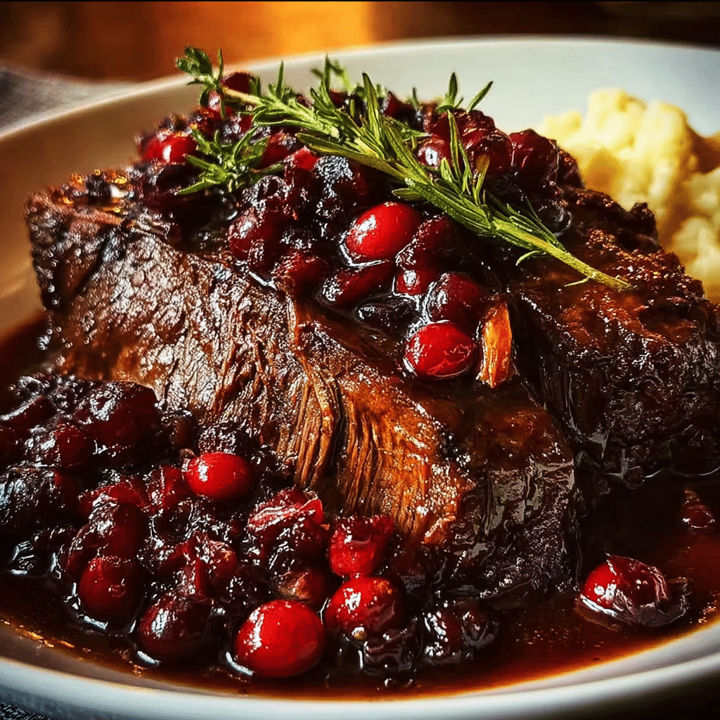 Slow-Braised Beef Roast with Cranberry Balsamic Glaze
