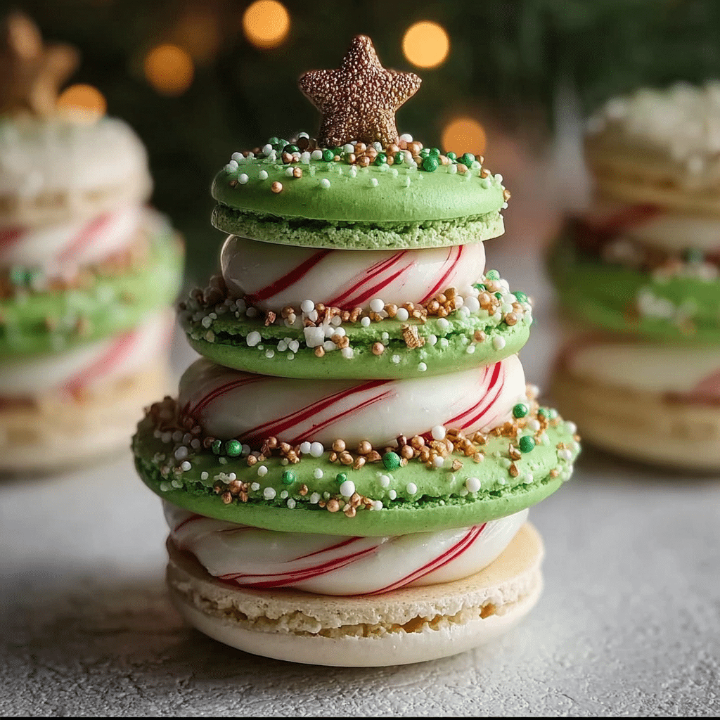 Christmas Tree Cake Macarons