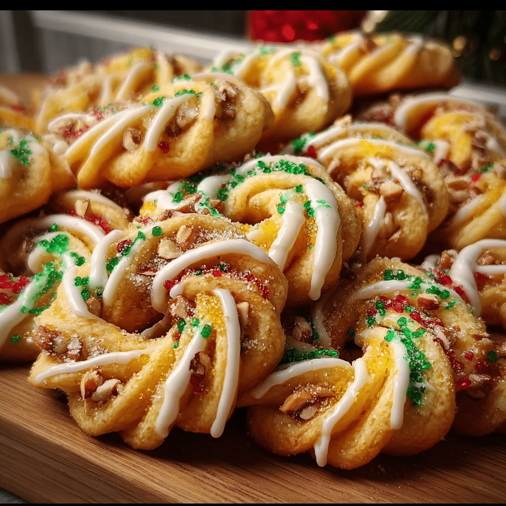 Twisted Christmas Cookies with Almond & Citrus Icing
