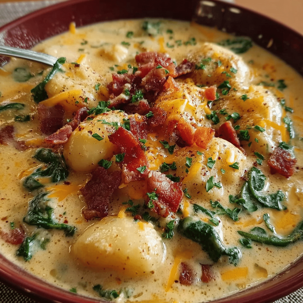 Bacon Cheddar Gnocchi Soup