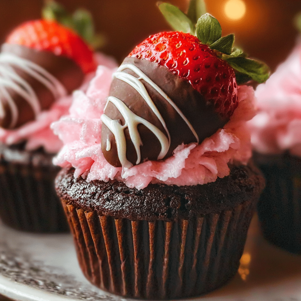 Chocolate Covered Strawberry Cupcakes 2