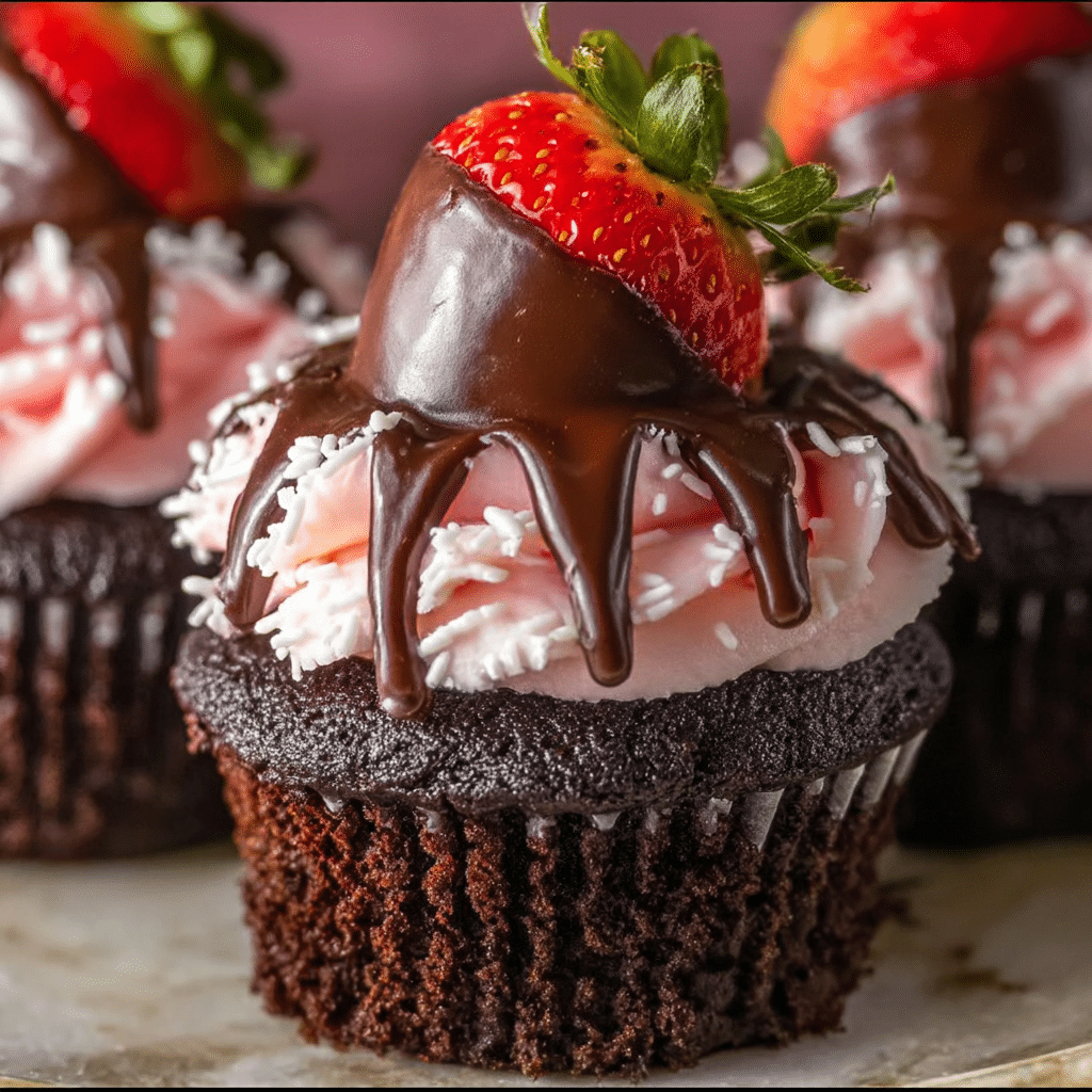 Chocolate Covered Strawberry Cupcakes 3