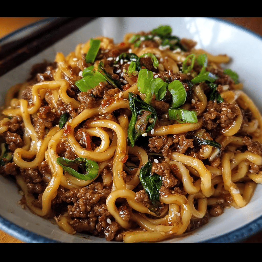 Ground Beef Mongolian Noodles