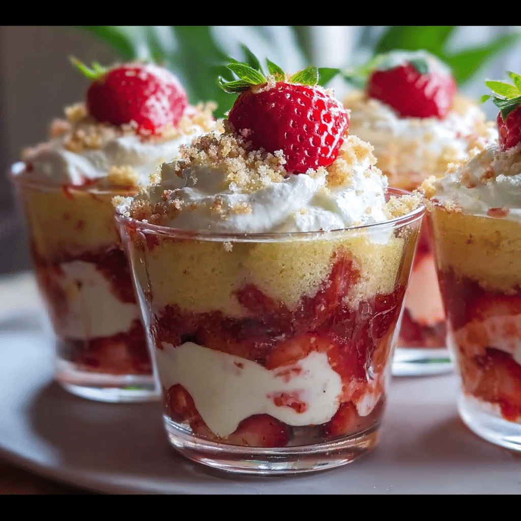 Strawberry Shortcake Pudding Cups