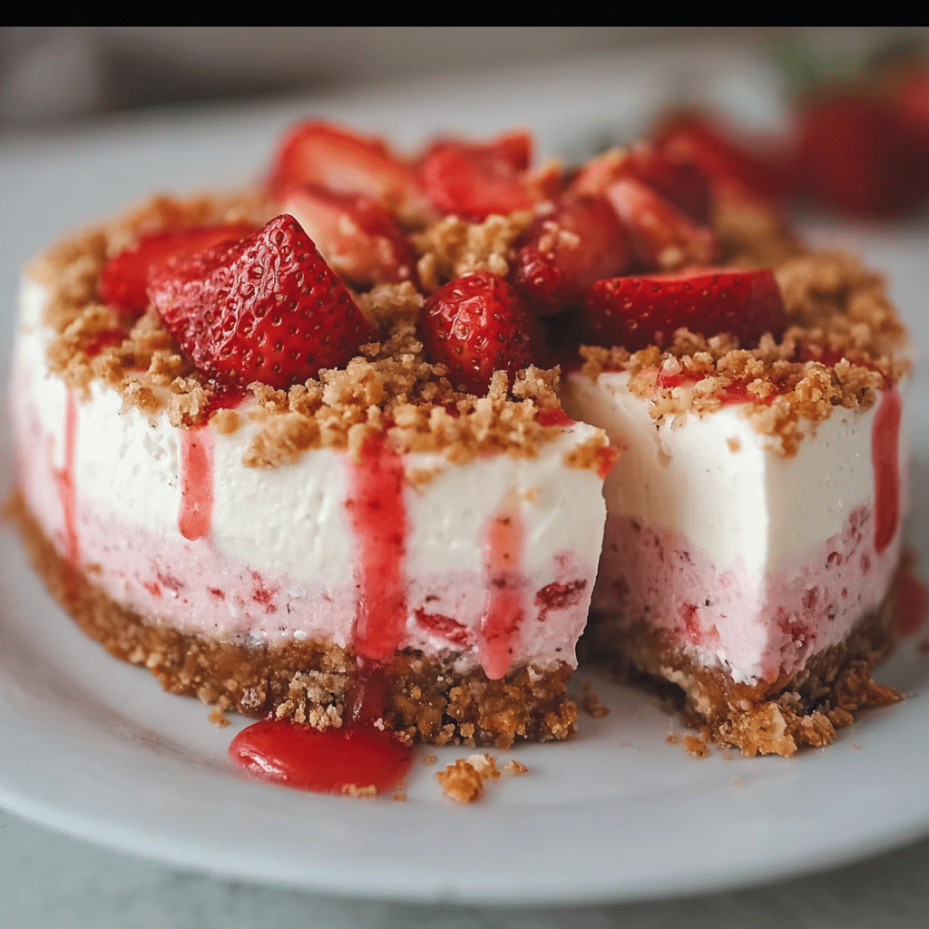 No-Bake Strawberry Crunch Cheesecake