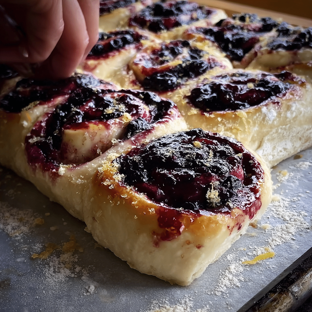 Sourdough Discard Lemon Blueberry Rolls