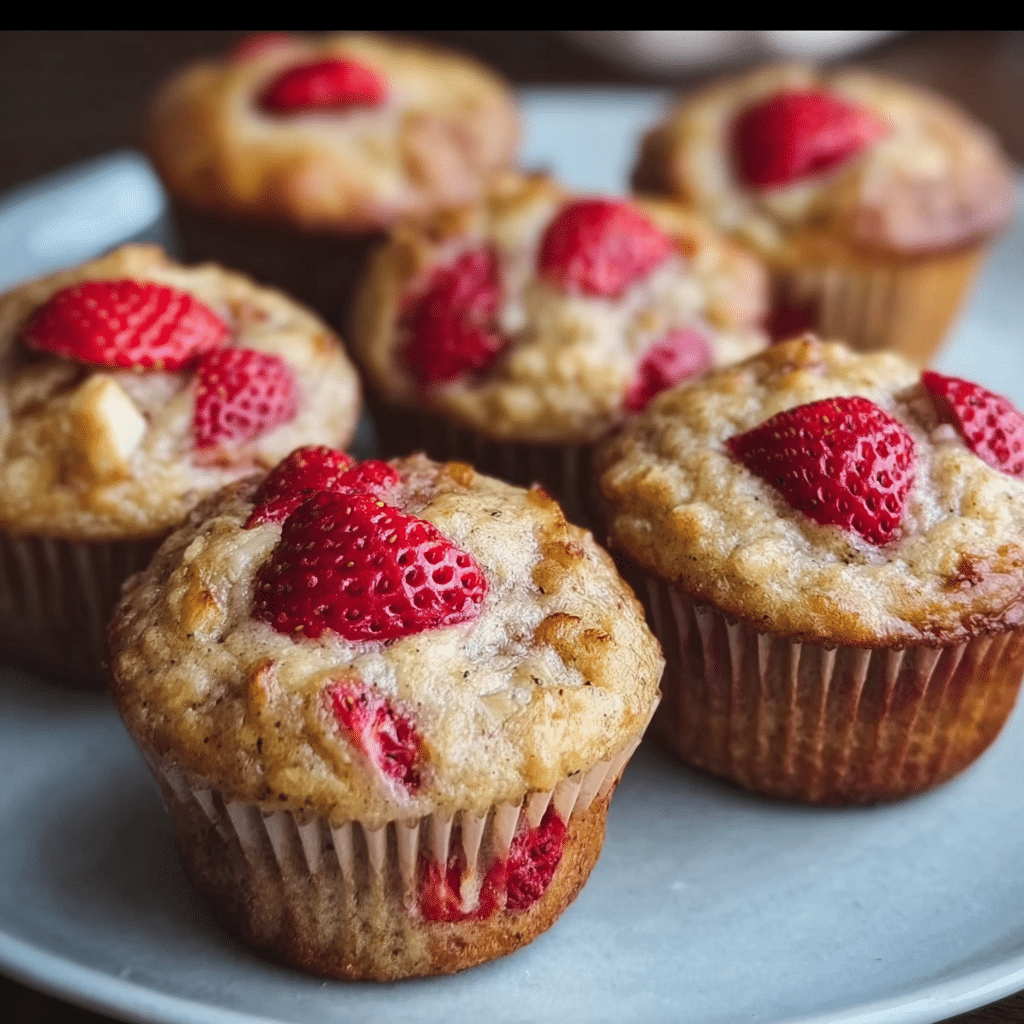 Healthy Strawberry Banana Yogurt Muffins