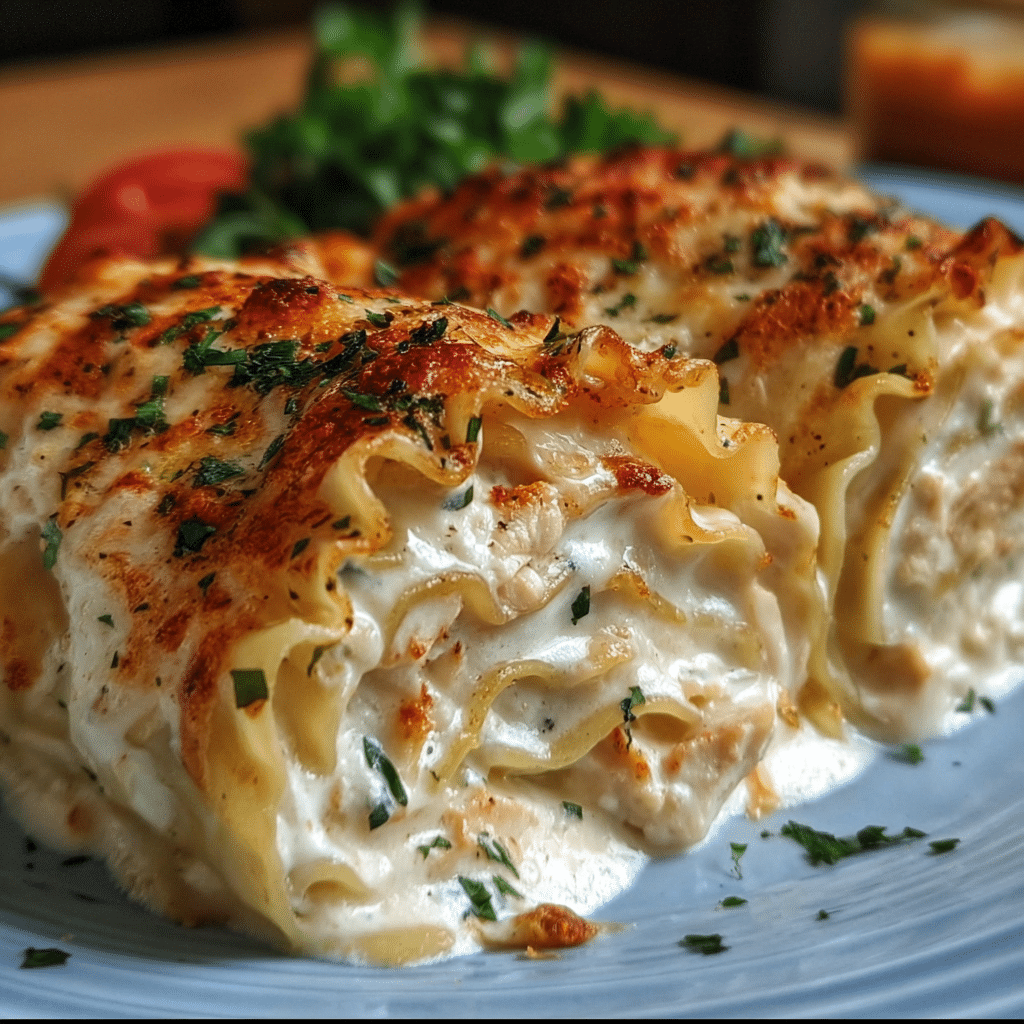 Chicken Alfredo Lasagna Rolls