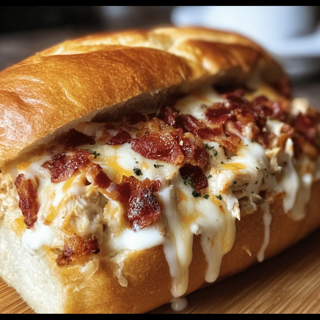 Easy and Cheesy Chicken Bacon Ranch Sandwich