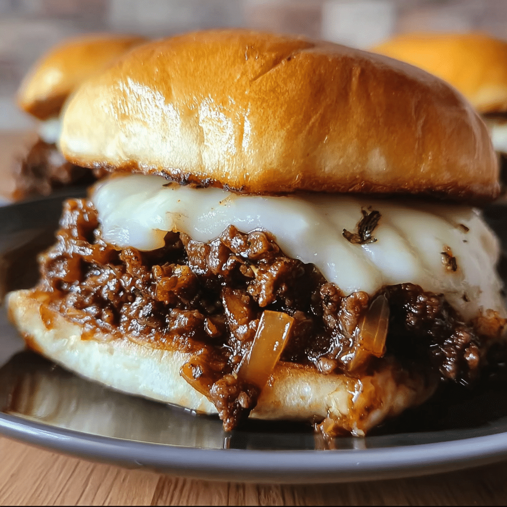 French Onion Beef Sloppy Joes with Melted Cheese