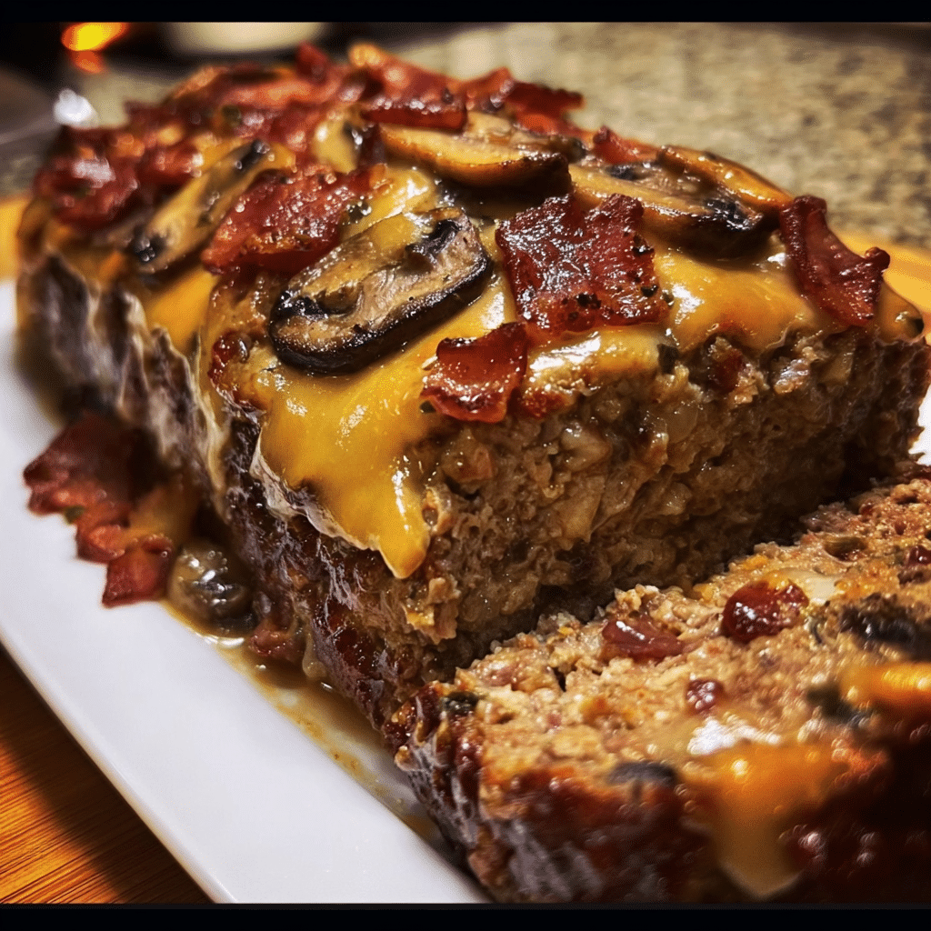 Bacon Mushroom Swiss Cheese Meatloaf