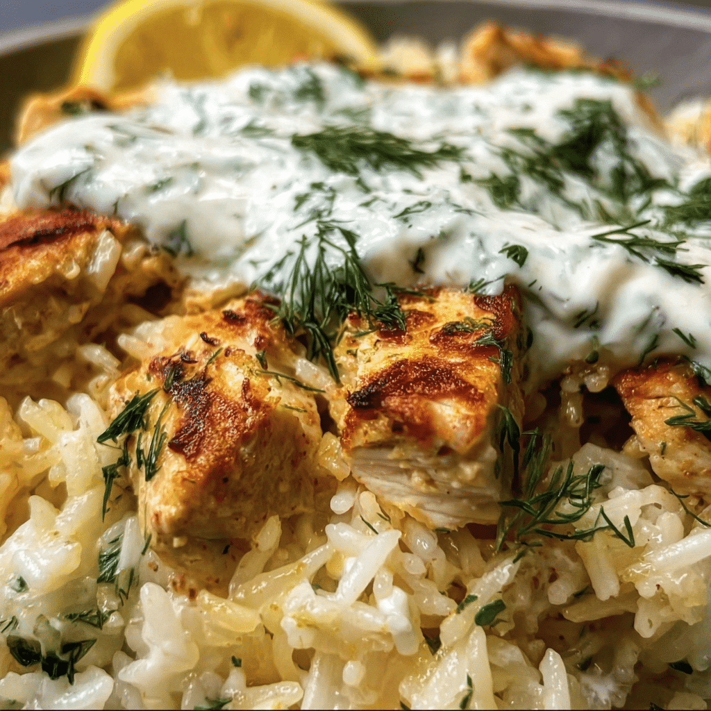 Bake Chicken Tzatziki Rice Bake