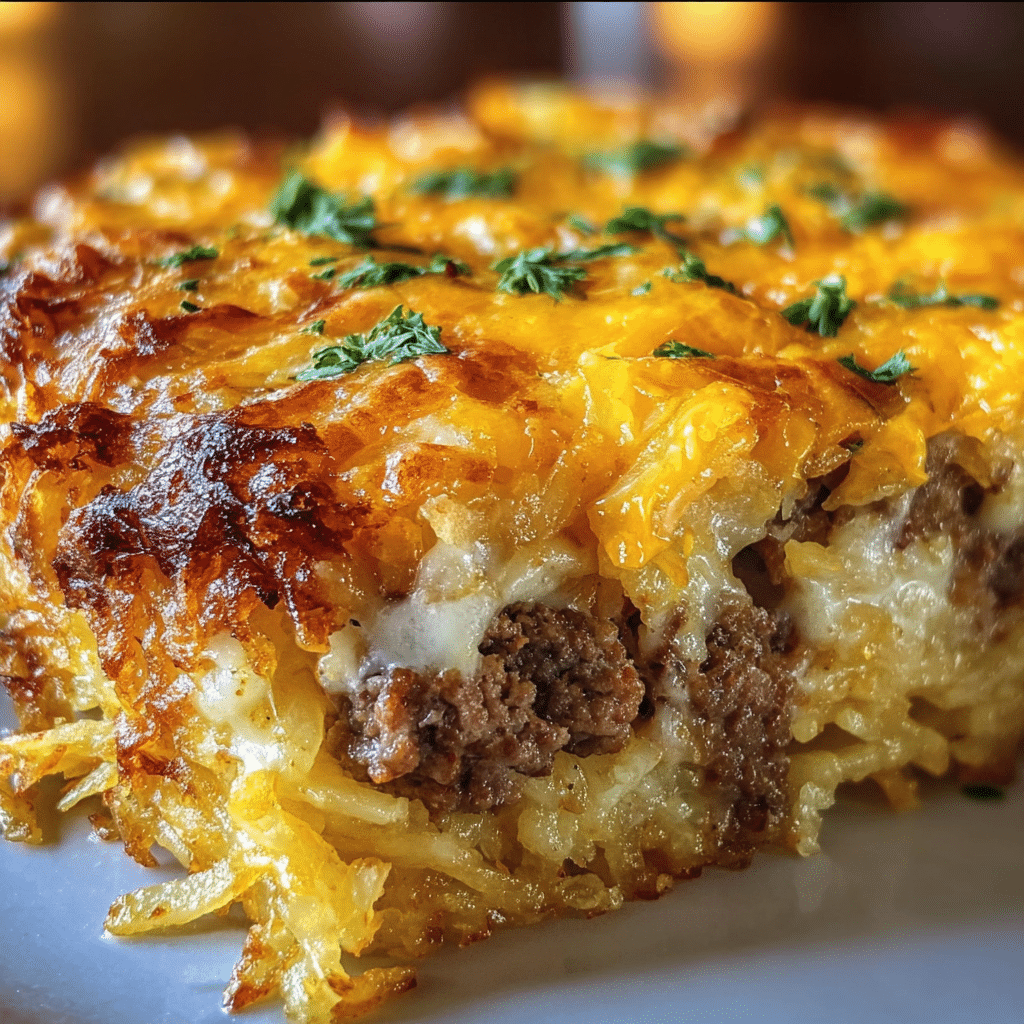 Cheesy Hamburger Hashbrown Casserole