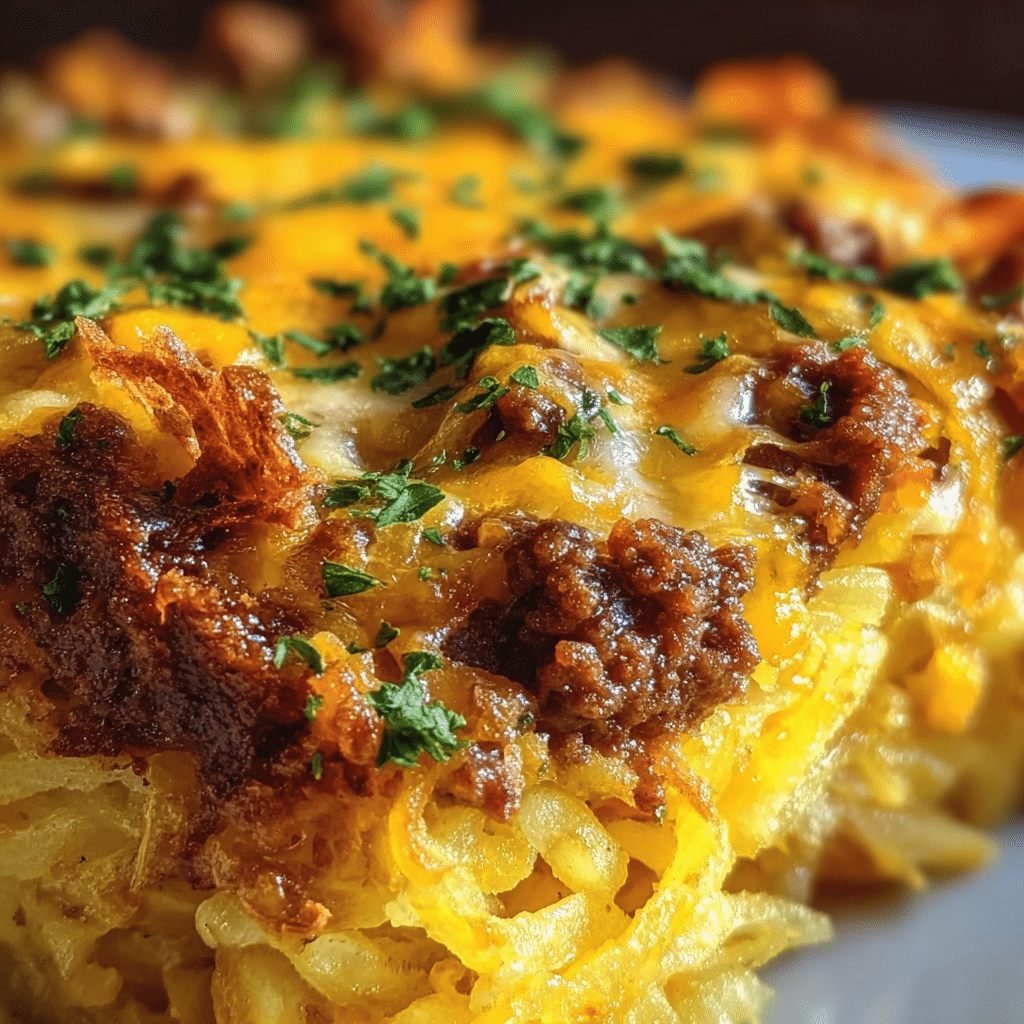 Cheesy Hamburger Hashbrown Casserole