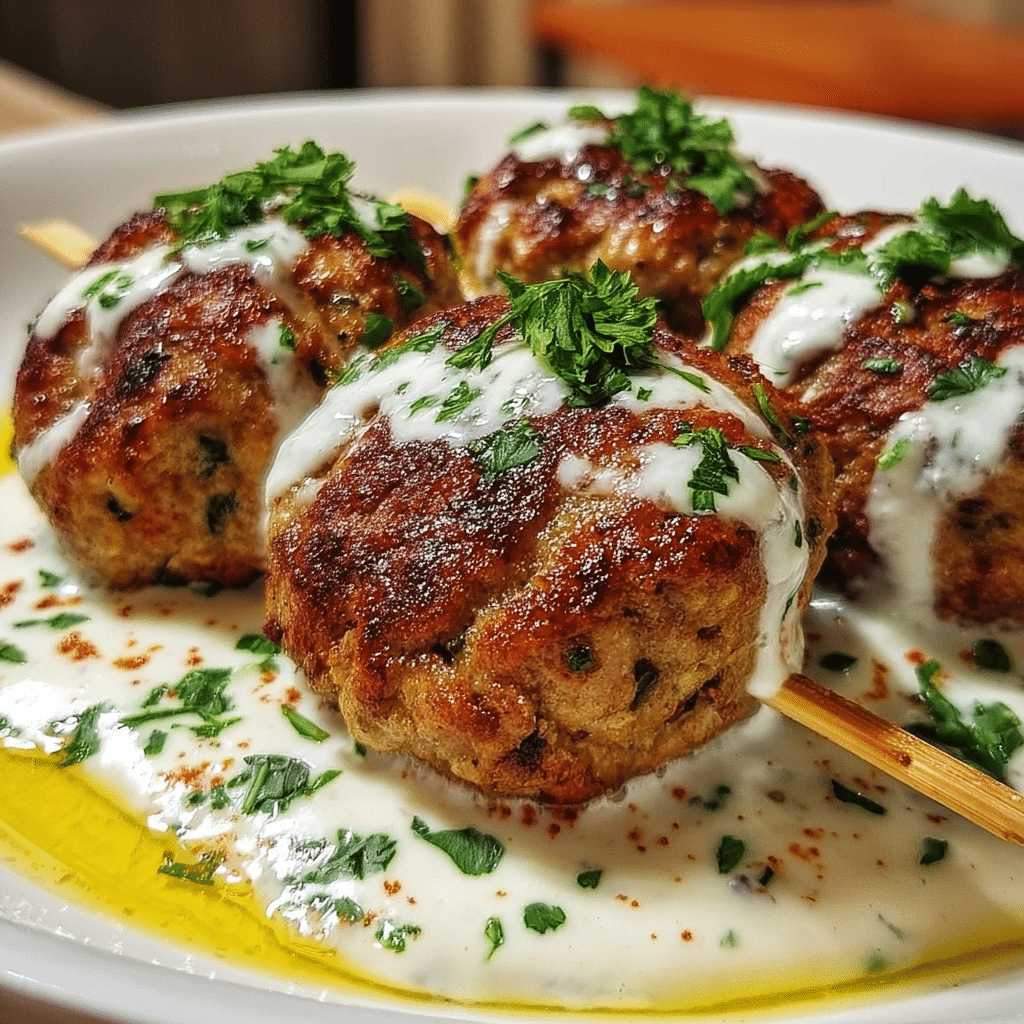 Chicken Kofta With Garlic Yogurt Sauce
