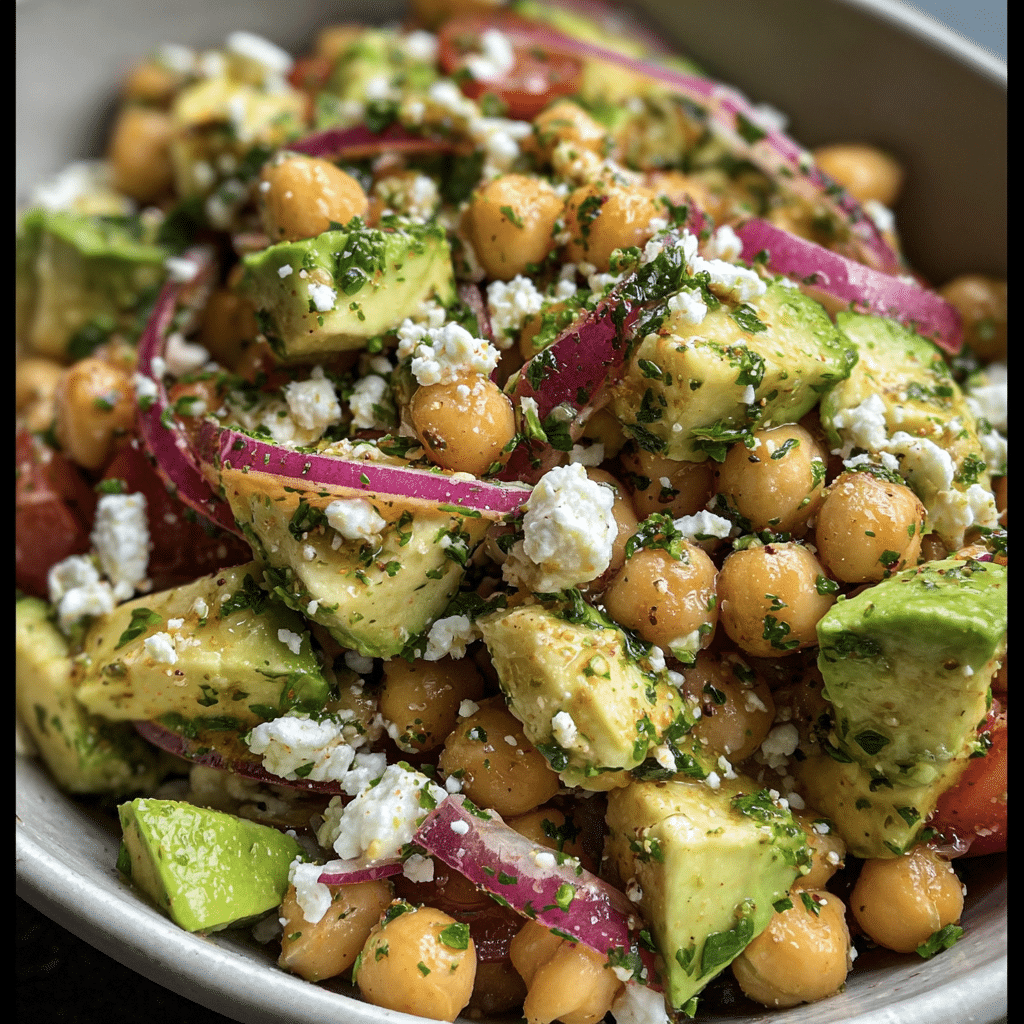 Chickpea Feta Avocado Salad