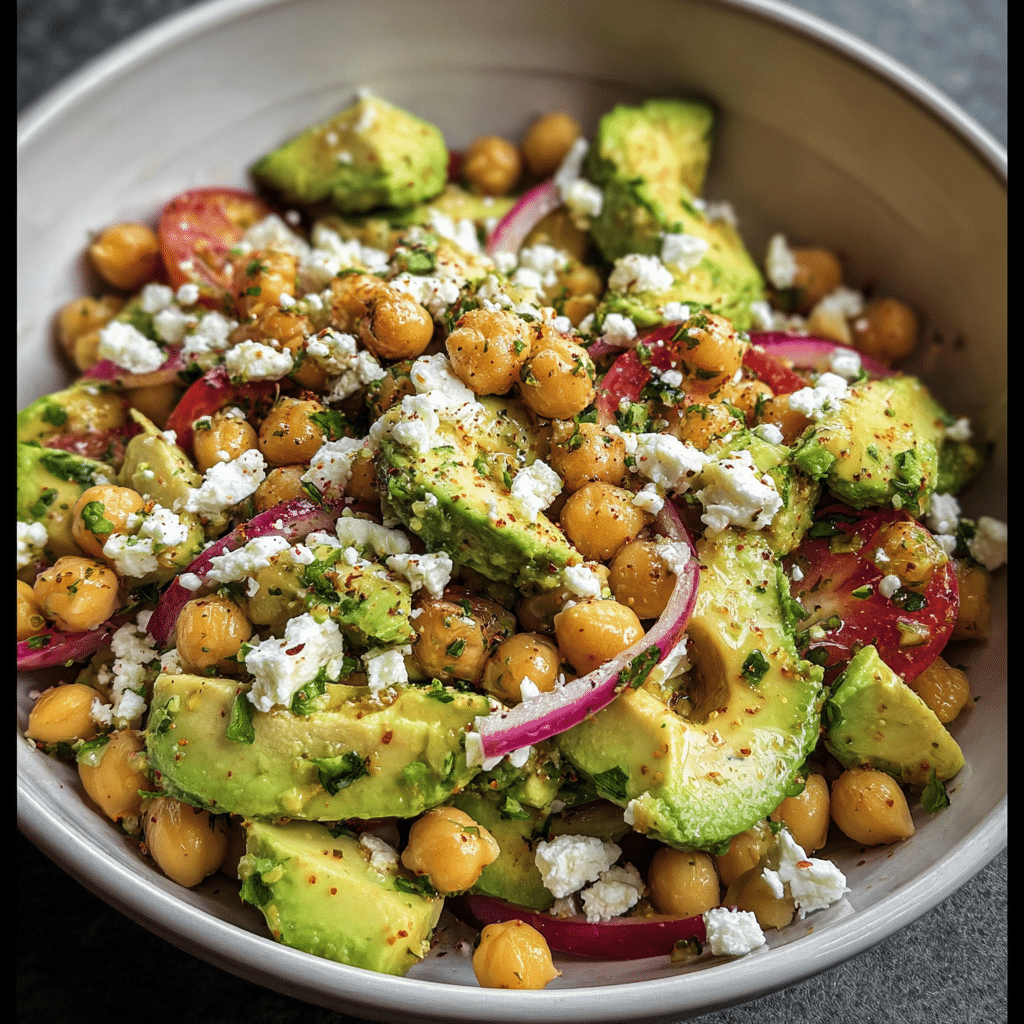 Chickpea Feta Avocado Salad
