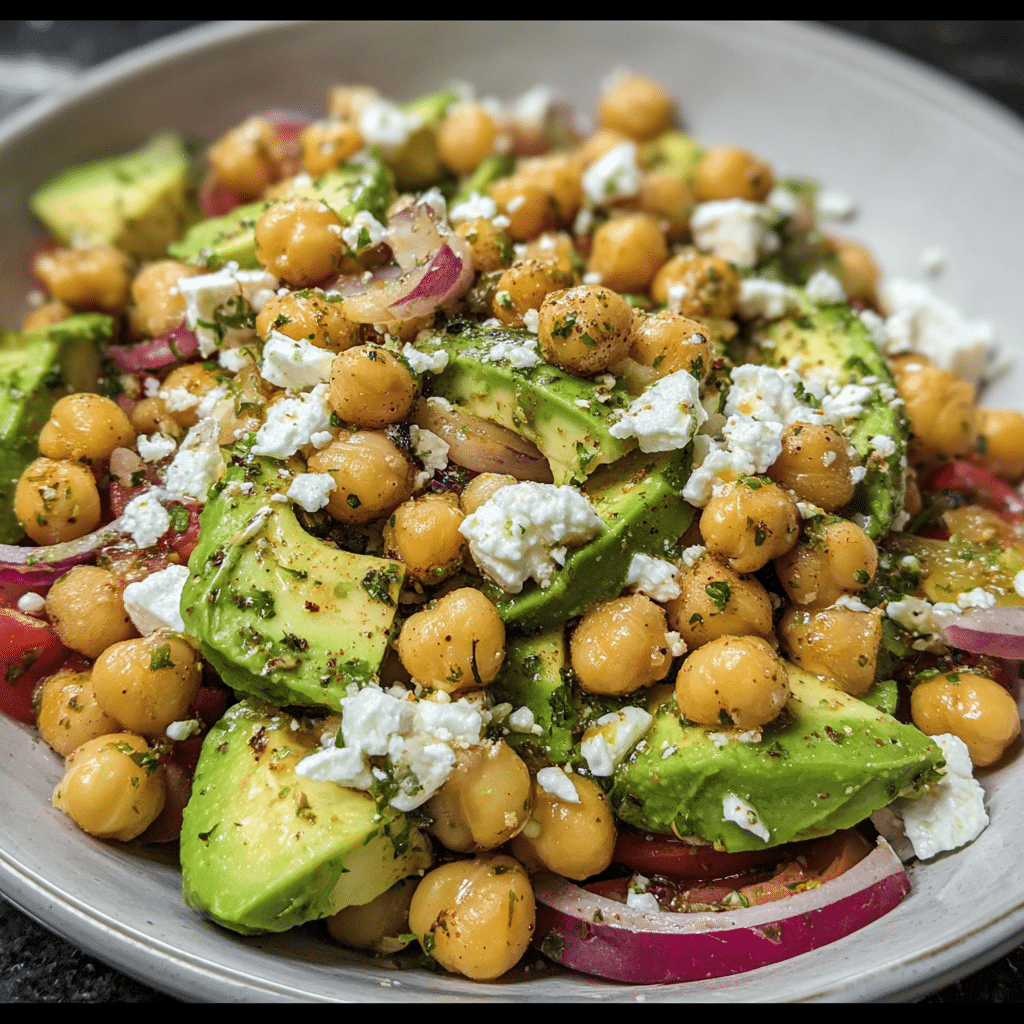 Chickpea Feta Avocado Salad