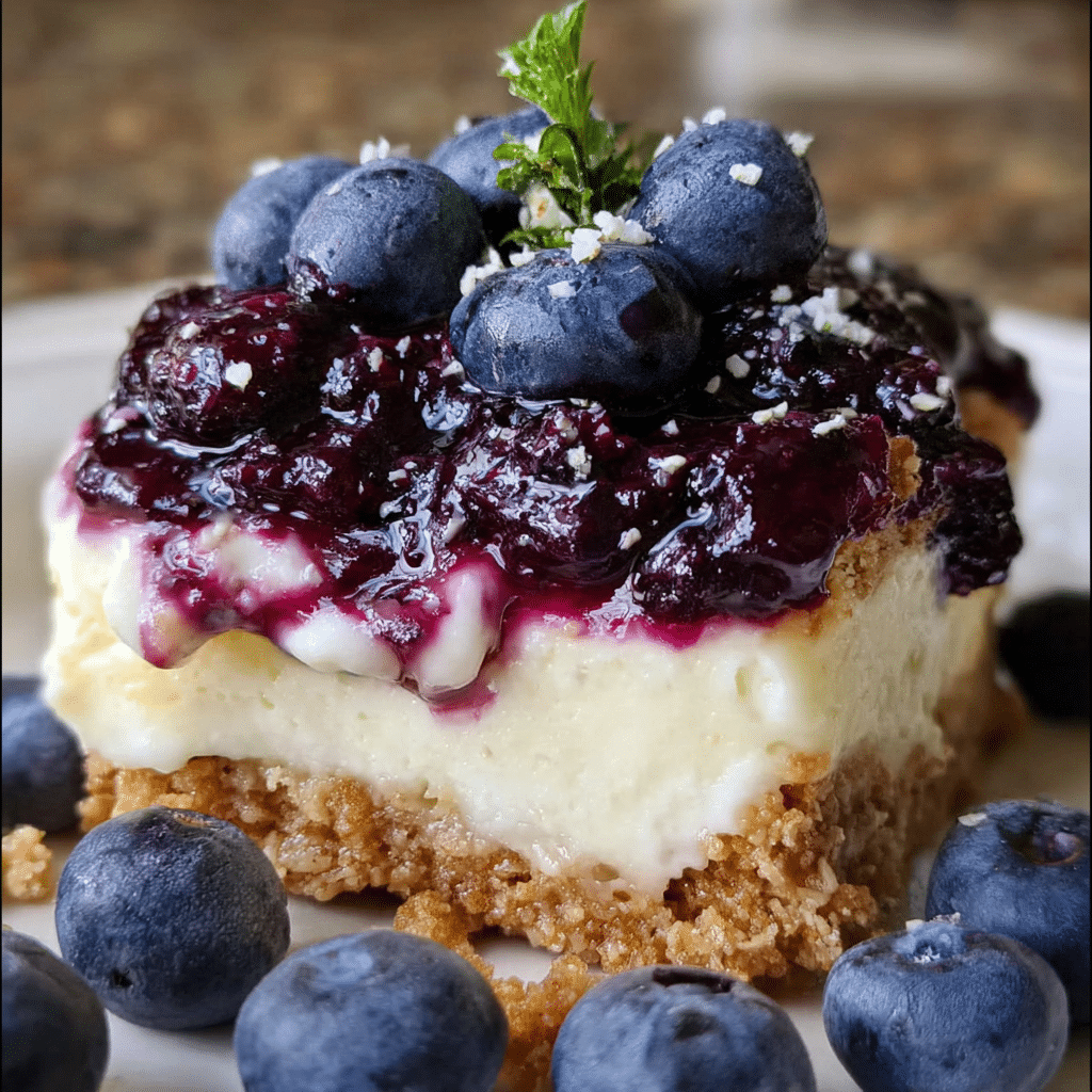 Cream Cheese Lemon Dessert With Blueberry Topping