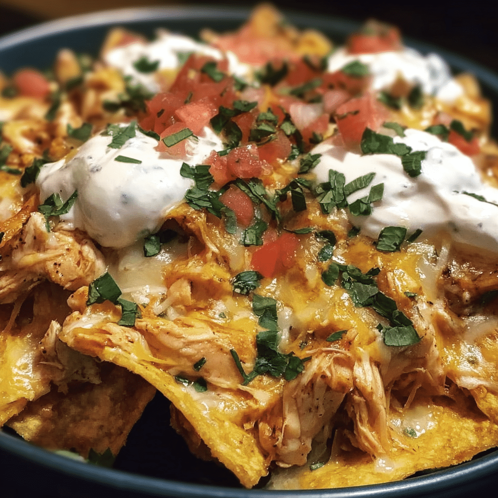 Creamy Crockpot Chicken Nachos
