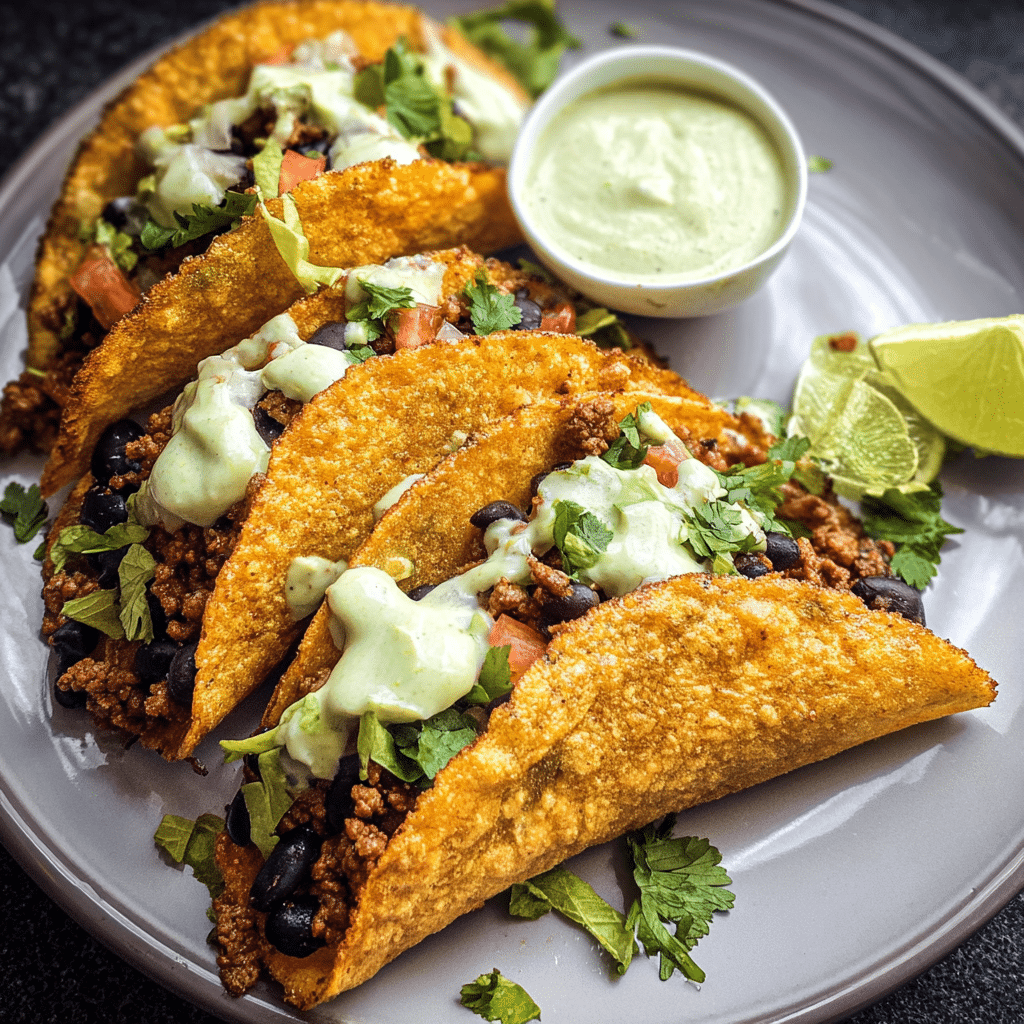 Crispy Baked Ground Turkey & Black Bean Tacos