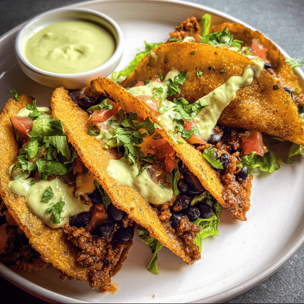 Crispy Baked Ground Turkey & Black Bean Tacos