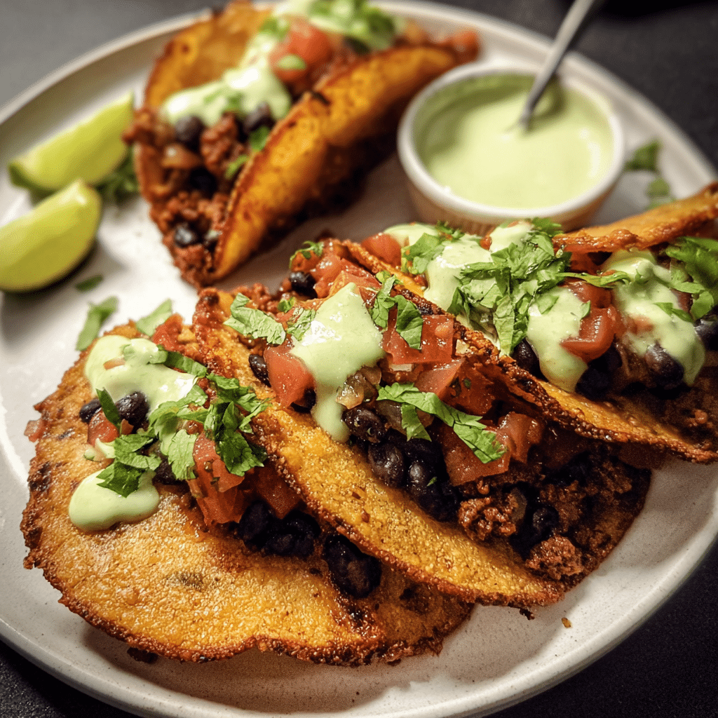 Crispy Baked Ground Turkey & Black Bean Tacos