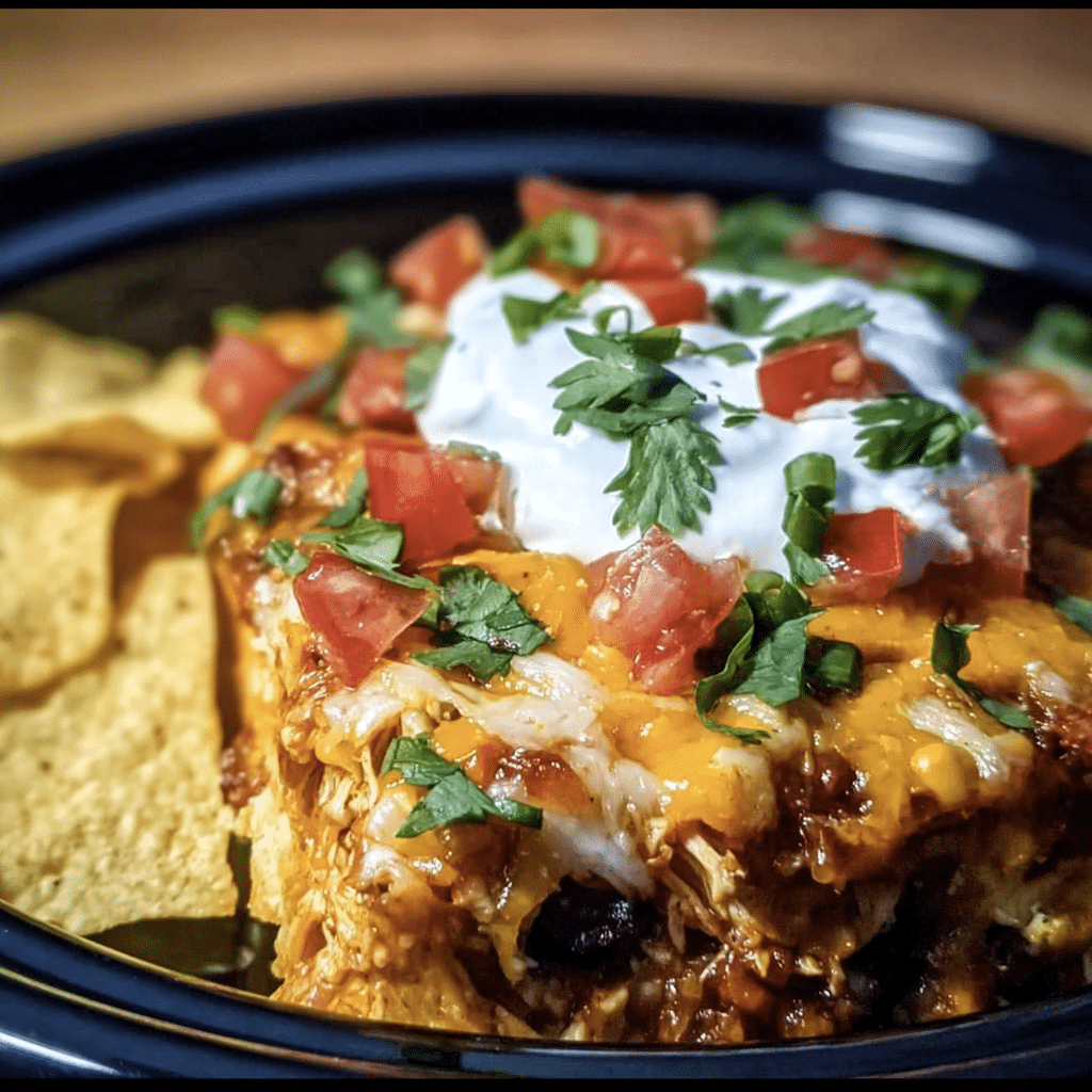 Crockpot Chicken Enchilada Casserole