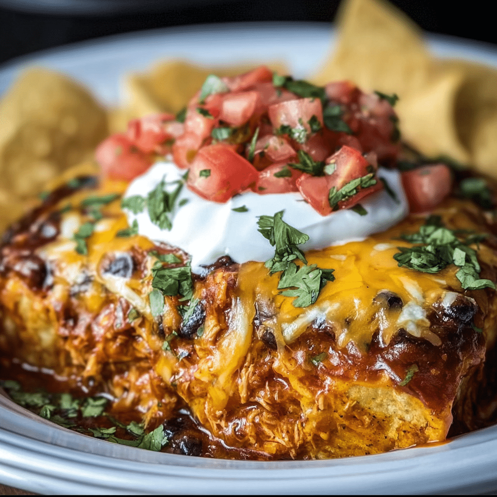 Crockpot Chicken Enchilada Casserole