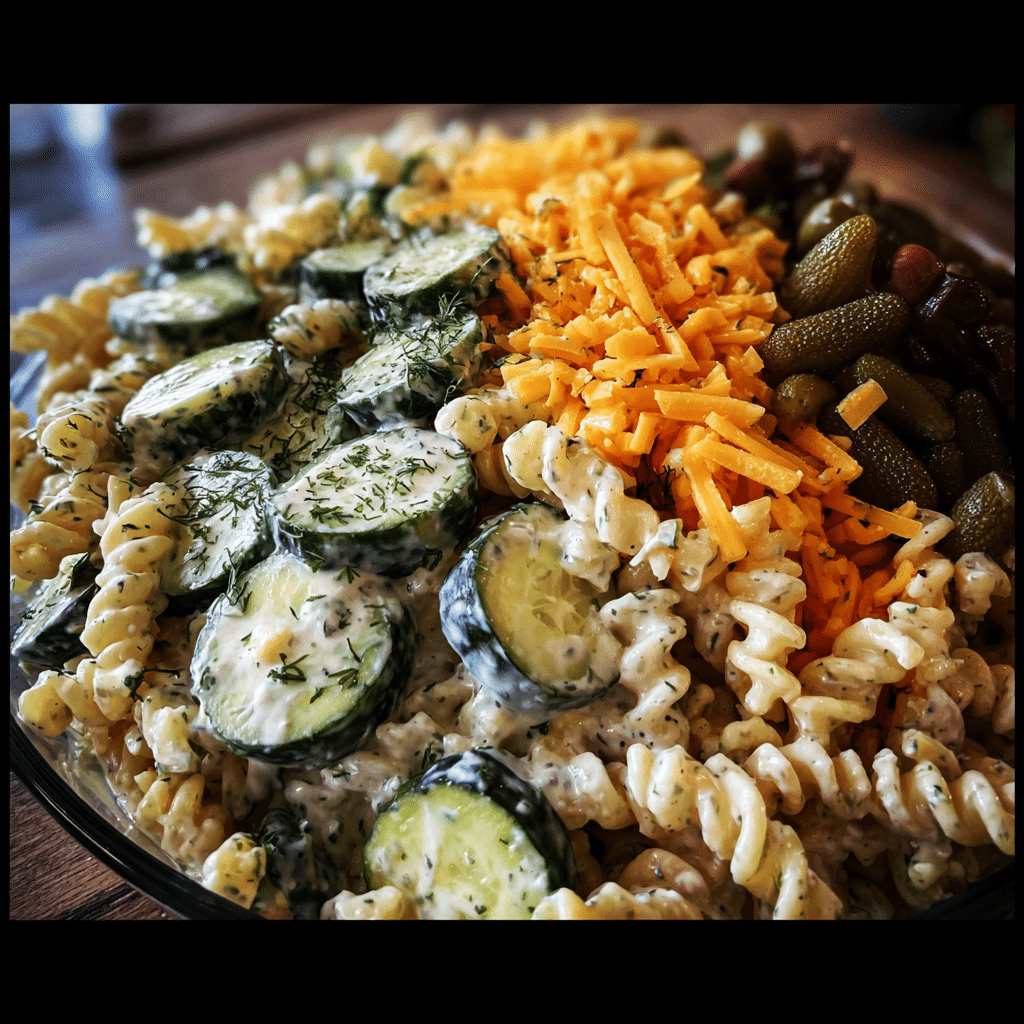 Crowd Pleasing Pickle Pasta Salad